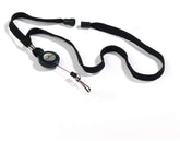Durable Textile Lanyard with Badge Reel and Spring Hook 10 x 440mm Includes Safety Release Black (Pack 10) - 822301